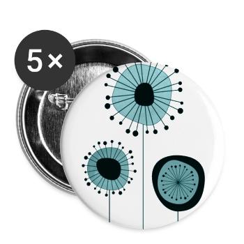 Circular Dandelion Blue Print - Buttons large 2.2'' (5-pack) - white