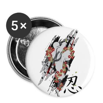 Ninja Blossom Blades - Buttons large 2.2'' (5-pack) - white