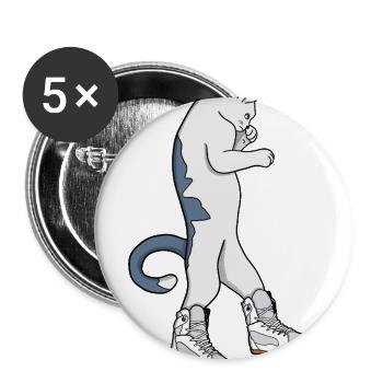 Urban Boxer Cat in Sneaker Walk Fighter - Buttons large 2.2'' (5-pack) - white