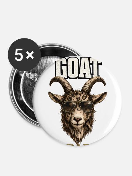 GOAT Dad Fathers Day Tee - Buttons large 2.2'' (5-pack) - white