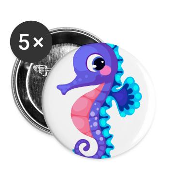 Cute Purple Seahorse Kawaii Ocean Art - Buttons large 2.2'' (5-pack) - white