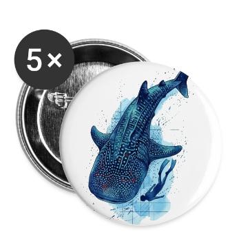 Whale Shark Dive Art - Buttons large 2.2'' (5-pack) - white