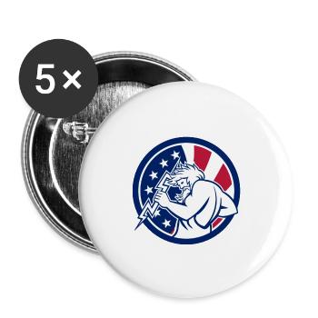 Zeus With Thunderbolt USA Flag Icon - Buttons large 2.2'' (5-pack) - white