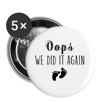 Oops we did it again pregnancy present - Buttons large 2.2'' (5-pack) - white
