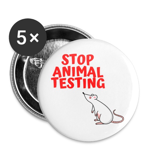 STOP ANIMAL TESTING - Defenseless Laboratory Mouse - Buttons large 2.2'' (5-pack)