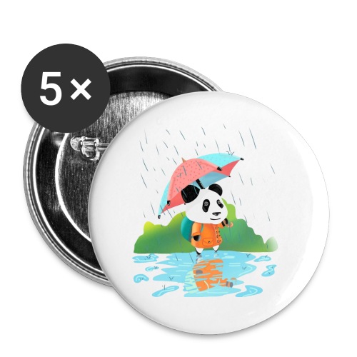 Panda under the rain - Buttons large 2.2'' (5-pack)