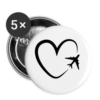 Love heart airplane travel gift - Buttons large 2.2'' (5-pack) - white