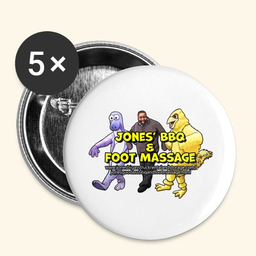 Jones BBQ and Foot Massage - Dancing Logo - Buttons large 2.2'' (5-pack)