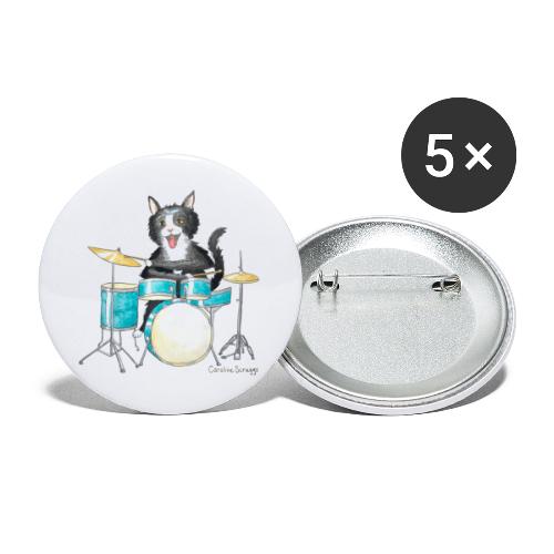 Drum Kitty - Buttons large 2.2'' (5-pack)