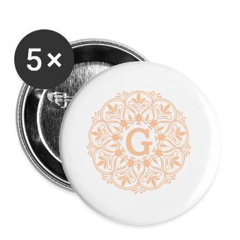 Mandala with letter G - Buttons large 2.2'' (5-pack) - white