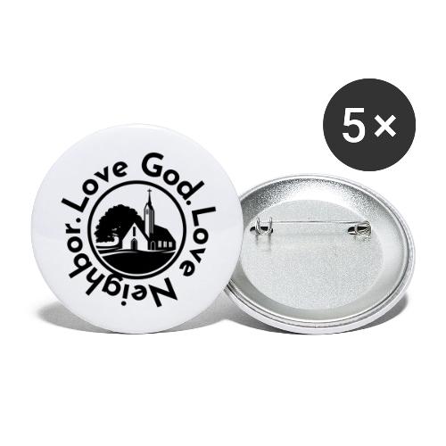 BW Love God Love Neighbor Emblem - Buttons large 2.2'' (5-pack)