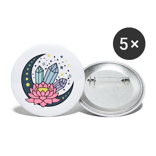 Half A Moon, Healing Crystals Lotus Flower - Buttons large 2.2'' (5-pack)
