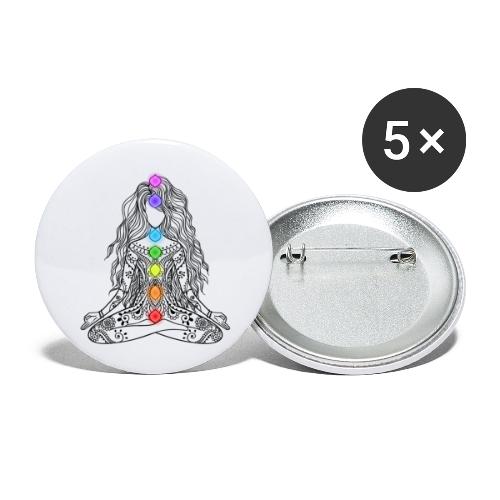 Mediation Girl & Chakras - Buttons large 2.2'' (5-pack)