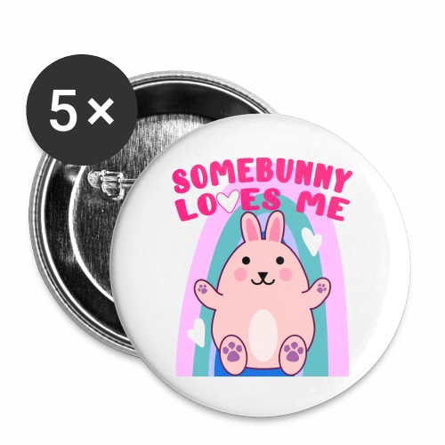 Easter Bunny Rabbit Rainbow Hearts Kawaii Anime LG - Buttons large 2.2'' (5-pack)