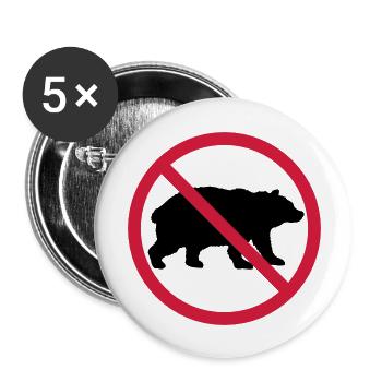 Bear Prohibited Sign - Buttons large 2.2'' (5-pack) - white