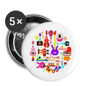 music - Buttons large 2.2'' (5-pack) - white
