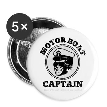 Funny Motor Boat Captain Pontoon Boating T Shirt - Buttons large 2.2'' (5-pack) - white