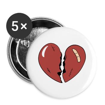 cartoon broken heart red - Buttons large 2.2'' (5-pack) - white