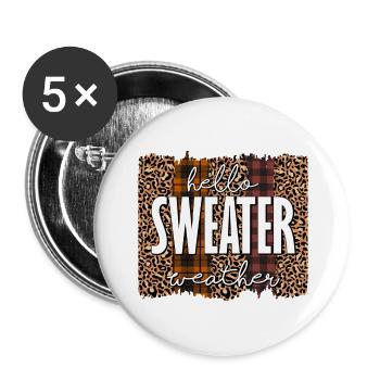 Hello sweater weather - Buttons large 2.2'' (5-pack) - white