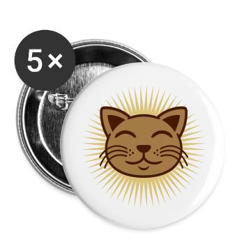 Radiant cat face happy - Buttons large 2.2'' (5-pack) - white