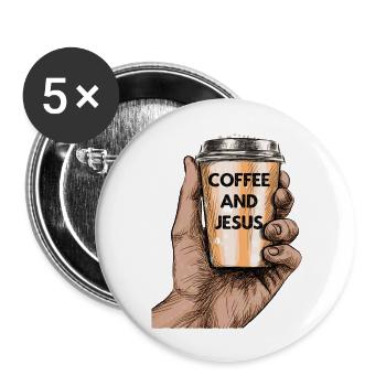 Coffee and Jesus - Buttons large 2.2'' (5-pack) - white