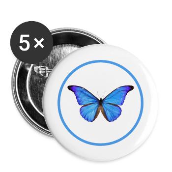 Butterfly in Circle - Buttons large 2.2'' (5-pack) - white