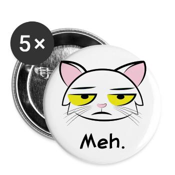 Funny Meh Cat Meme Sarcasm Gift - Buttons large 2.2'' (5-pack) - white