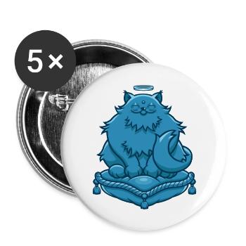 Blue Buddha Cat - Buttons large 2.2'' (5-pack) - white