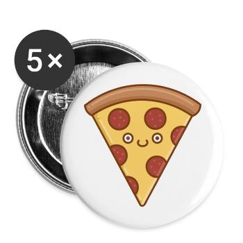Happy pepperoni pizza slice - Buttons large 2.2'' (5-pack) - white