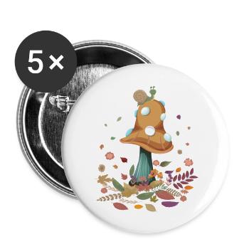 Goblincore Snail Mushroom Cottage Core Cottagecore - Buttons large 2.2'' (5-pack) - white