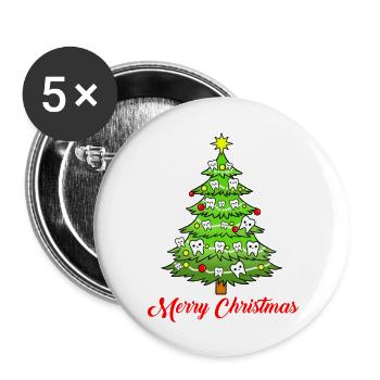 Merry Christmas Dental Tree For Christmas Season - Buttons large 2.2'' (5-pack) - white