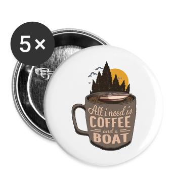 Coffee Motor Boat Cartoon Gift - Buttons large 2.2'' (5-pack) - white