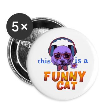 Funny cat - Buttons large 2.2'' (5-pack) - white