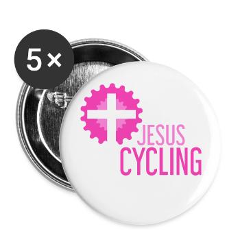 Jesus Cycling - Buttons large 2.2'' (5-pack) - white
