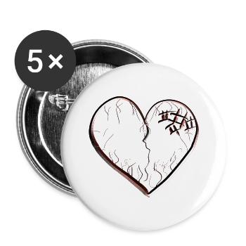 heart symbol broken sad scars - Buttons large 2.2'' (5-pack) - white