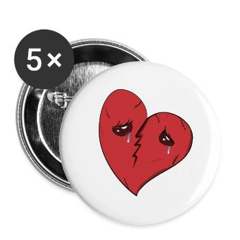 broken heart cartoon sad red - Buttons large 2.2'' (5-pack) - white