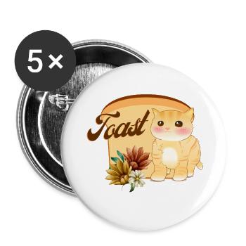 Cat Flower Toast, Funny Cat - Buttons large 2.2'' (5-pack) - white