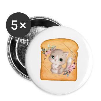 Cat Flower Toast, Funny Cat - Buttons large 2.2'' (5-pack) - white
