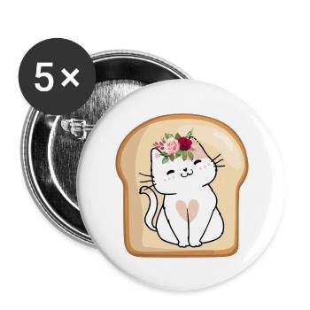 Cat Flower Toast, Funny Cat - Buttons large 2.2'' (5-pack) - white