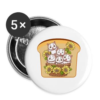 Cat Flower Toast, Funny Cat - Buttons large 2.2'' (5-pack) - white