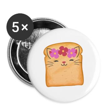 Cat Flower Toast, Funny Cat - Buttons large 2.2'' (5-pack) - white