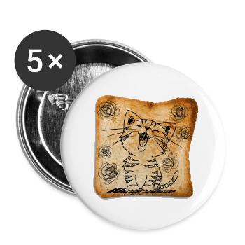 Cat Flower Toast, Funny Cat - Buttons large 2.2'' (5-pack) - white
