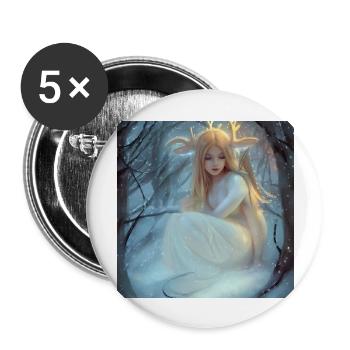 Cute Snow reindeer Girl - Buttons large 2.2'' (5-pack) - white