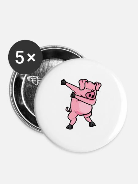 Funny Pig Piglet Hog Piggy Farm Animal - Buttons large 2.2'' (5-pack) - white