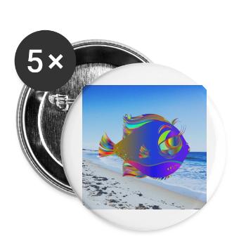 Fish Animal Swimming Decorative Decoration - Buttons large 2.2'' (5-pack) - white