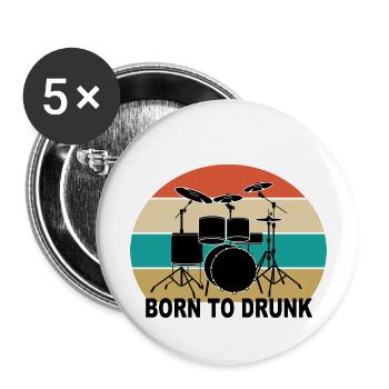 BORN TO DRUM Drumsticks - Buttons large 2.2'' (5-pack) - white