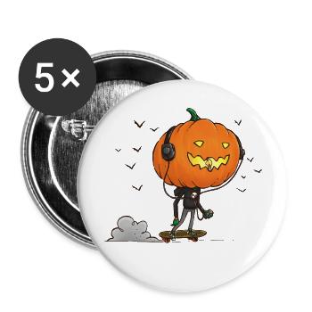 The Skater Pumpkin - Buttons large 2.2'' (5-pack) - white