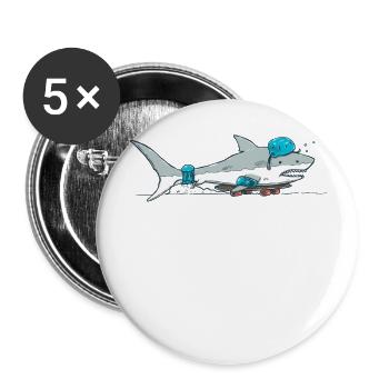 The Shark Skater - Buttons large 2.2'' (5-pack) - white