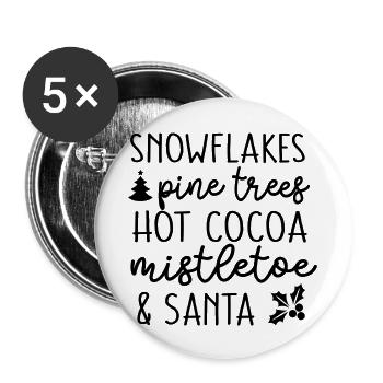 Snow flakes Pine Trees Hot Cocoa - Buttons large 2.2'' (5-pack) - white