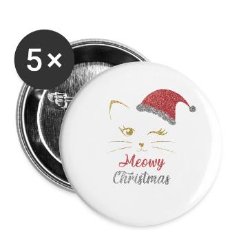 Cute Cat Face Meowy Christmas - Buttons large 2.2'' (5-pack) - white